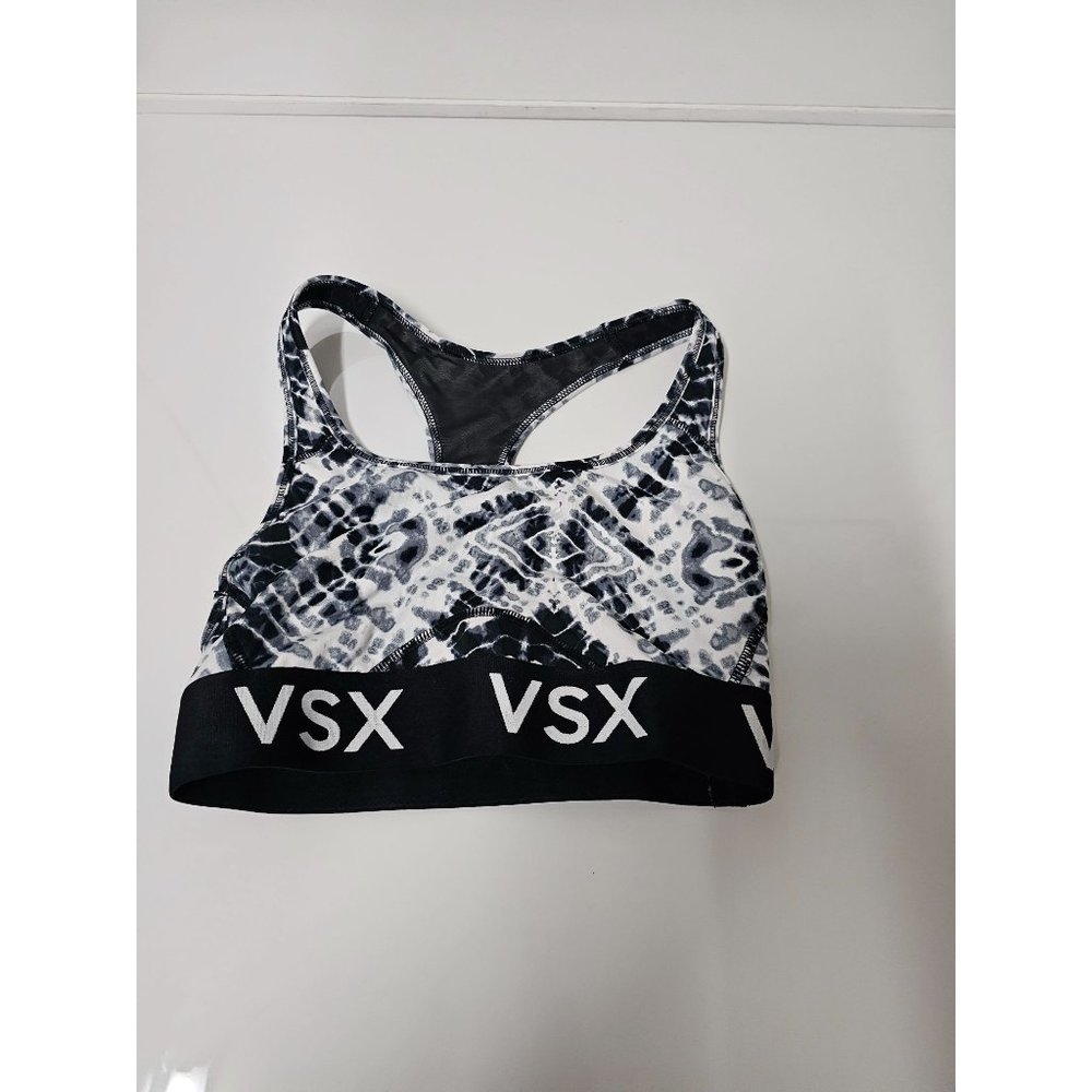 VSX Victoria Secret Sport THE PLAYER Black & White Racerback Sports BraSize XS